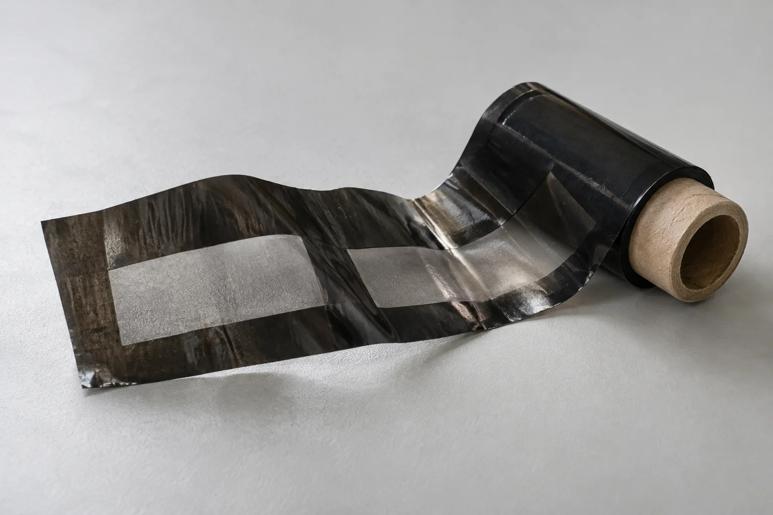 Película de ribbon com áreas simples sem tinta após a transferência